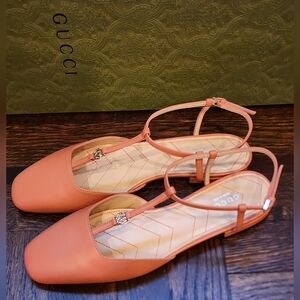 $750 Brand New Gucci Nappa Charlotte Leather Women's Sandals Sz EU 37 US 7